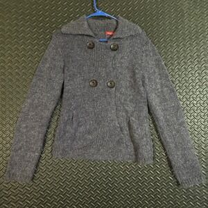 Sedna Italia Women‎ Wool Mohair Blend Sweater Gray Double Breasted M